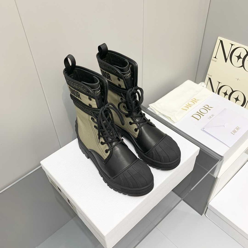 D*or d-major ankle boots black and green leather and sheepskin