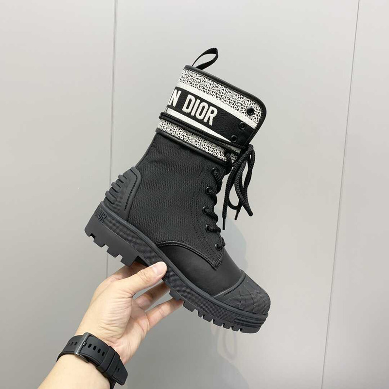 D*or d-major ankle boots black leather and sheepskin