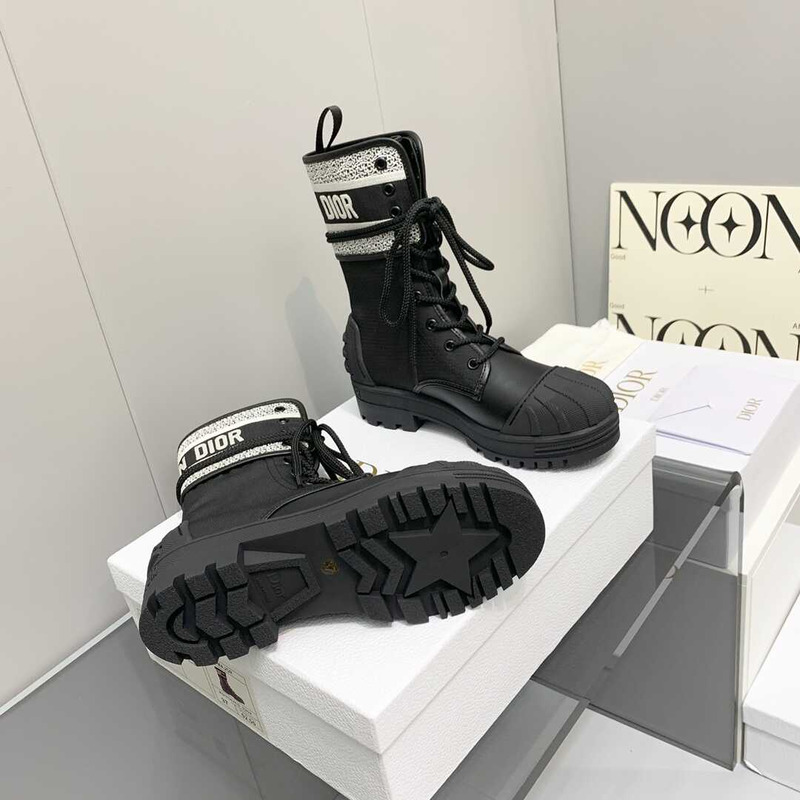 D*or d-major ankle boots black leather and sheepskin