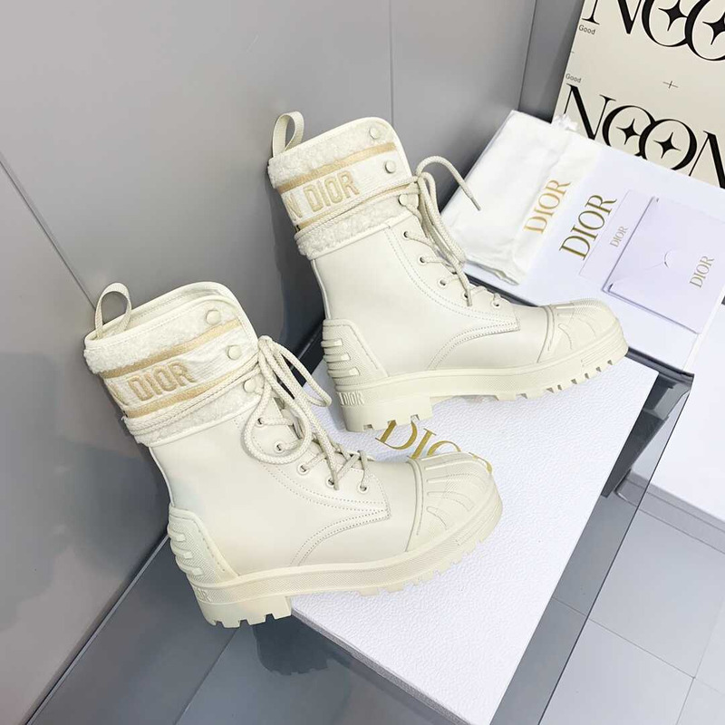 D*or d-major ankle boots white leather and sheepskin