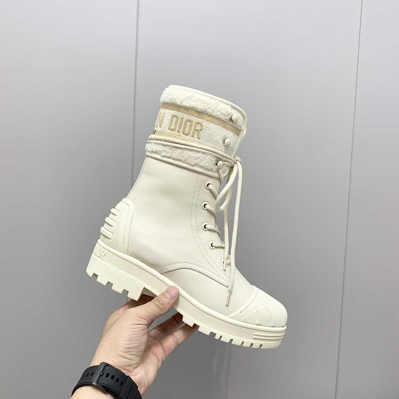 D*or d-major ankle boots white leather and sheepskin