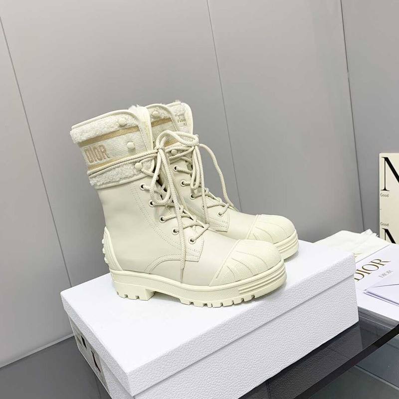 D*or d-major ankle boots white leather and sheepskin