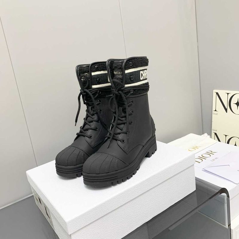 D*or d-major ankle boots black leather and sheepskin