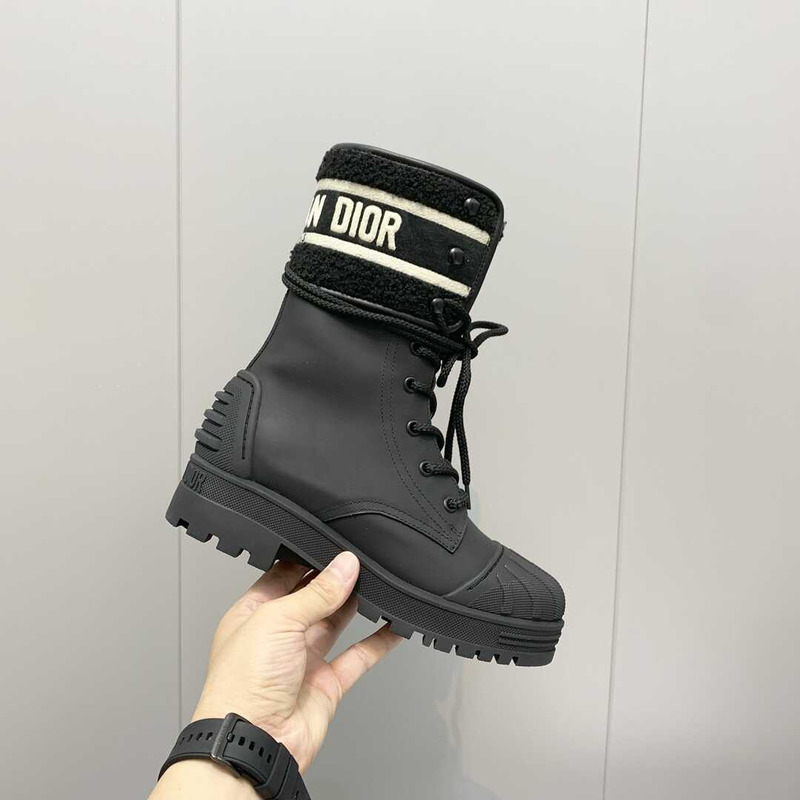 D*or d-major ankle boots black leather and sheepskin