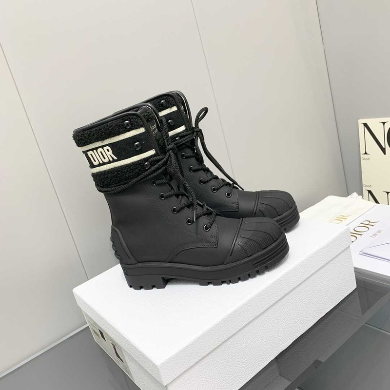 D*or d-major ankle boots black leather and sheepskin