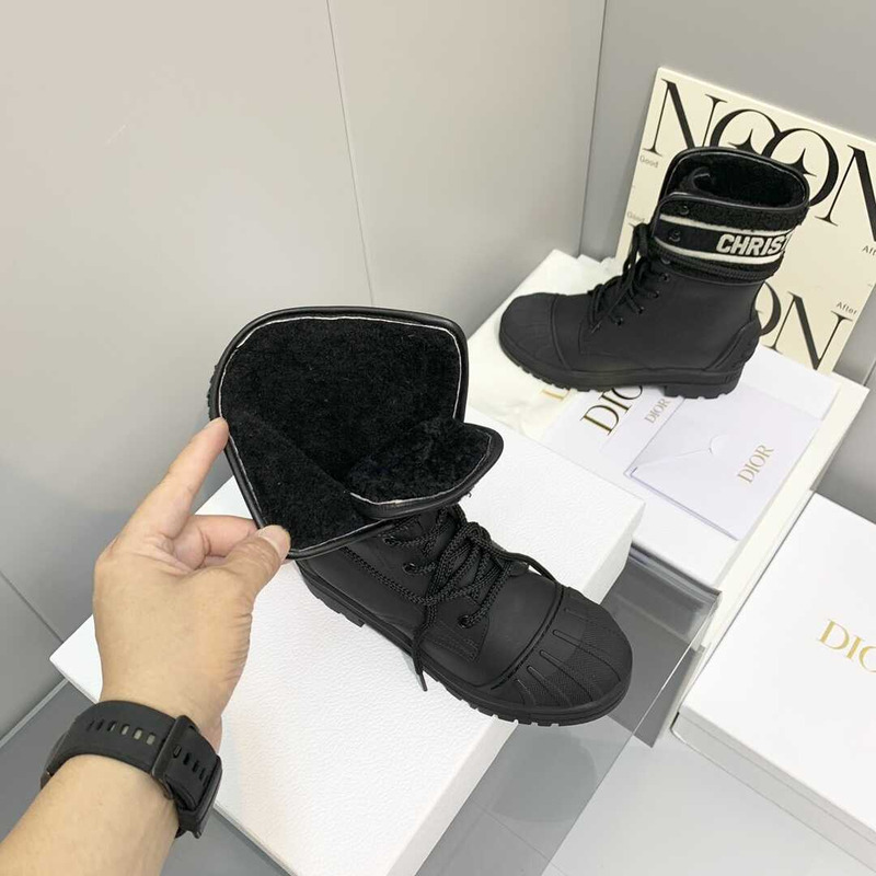 D*or d-major ankle boots black leather and sheepskin