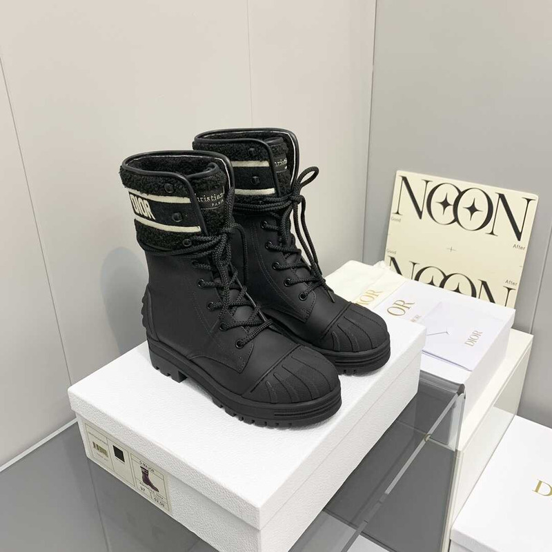 D*or d-major ankle boots black leather and sheepskin