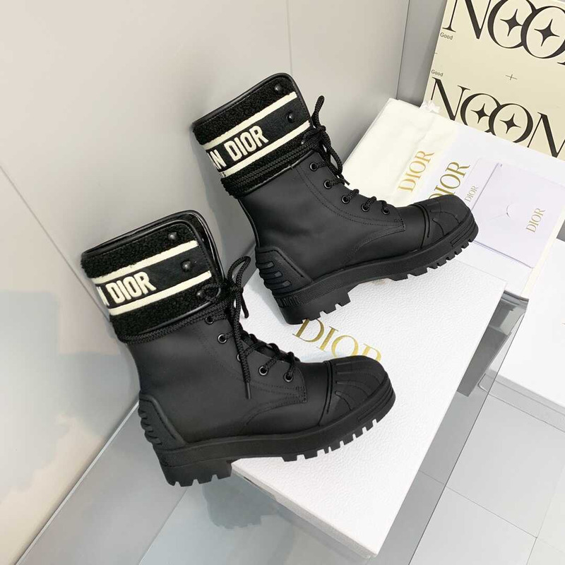 D*or d-major ankle boots black leather and sheepskin