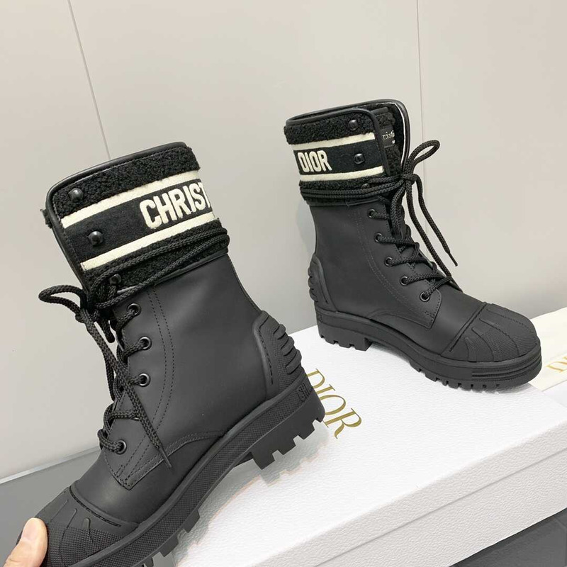 D*or d-major ankle boots black leather and sheepskin