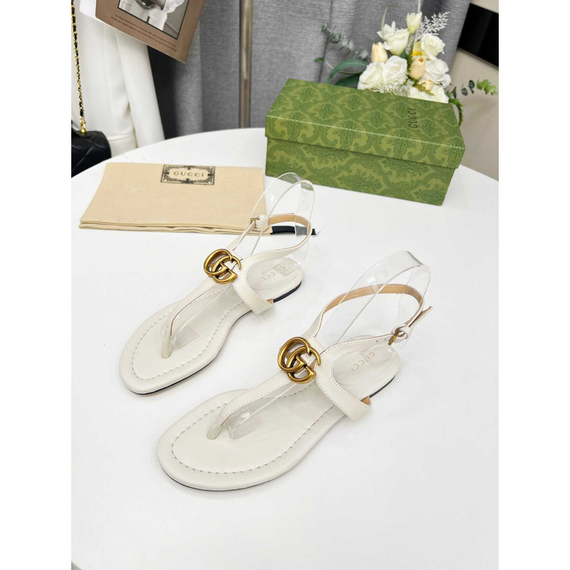 G*u*i  women\''s double g thong sandals white