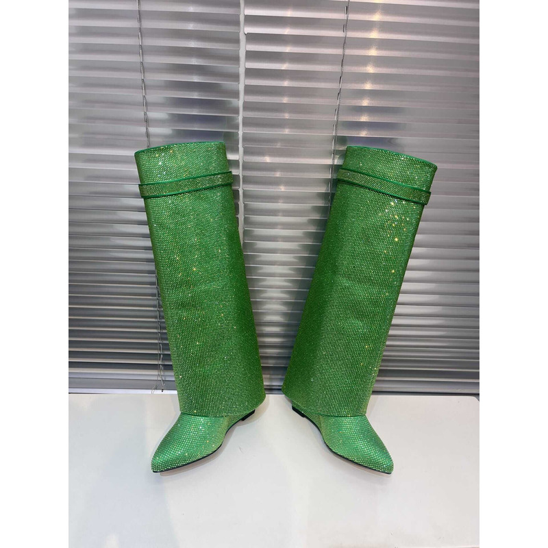 Givenchy Shark Lock Embellished Long Boots Green