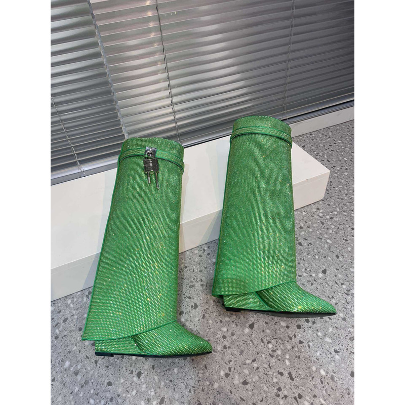 Givenchy Shark Lock Embellished Long Boots Green