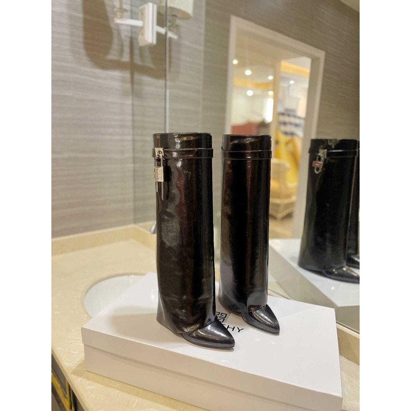 Givenchy Shark Lock Embellished Long Boots Black