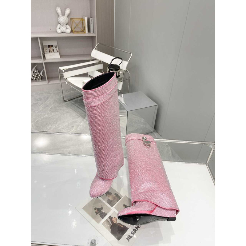 Givenchy Shark Lock Embellished Long Boots Pink