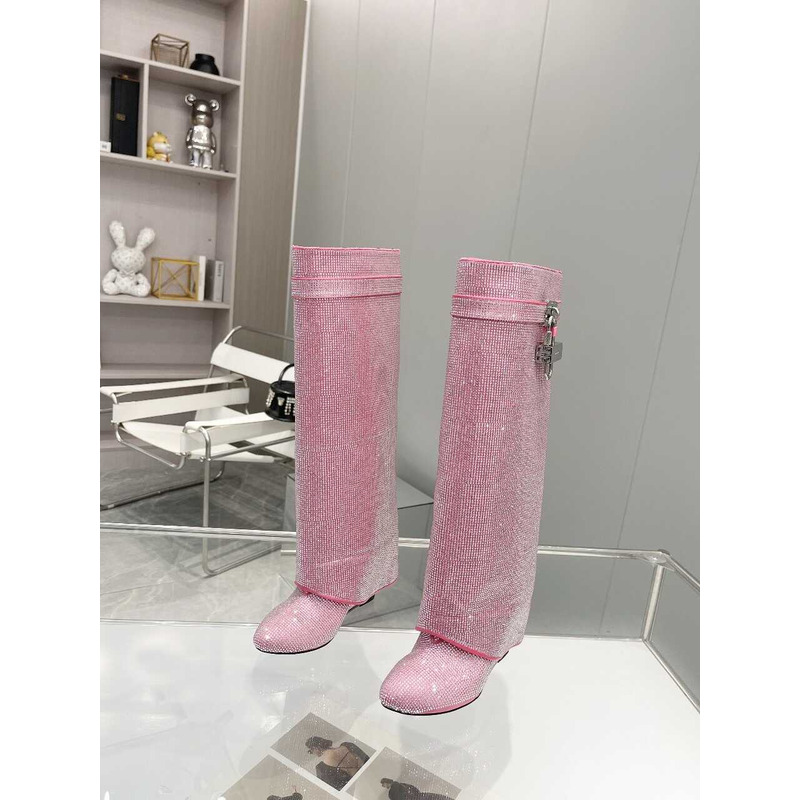 Givenchy Shark Lock Embellished Long Boots Pink