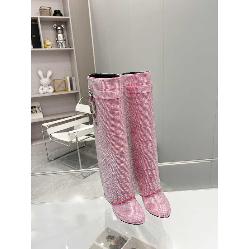 Givenchy Shark Lock Embellished Long Boots Pink