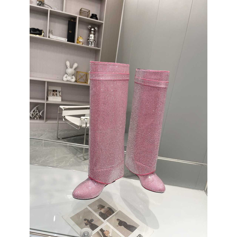 Givenchy Shark Lock Embellished Long Boots Pink