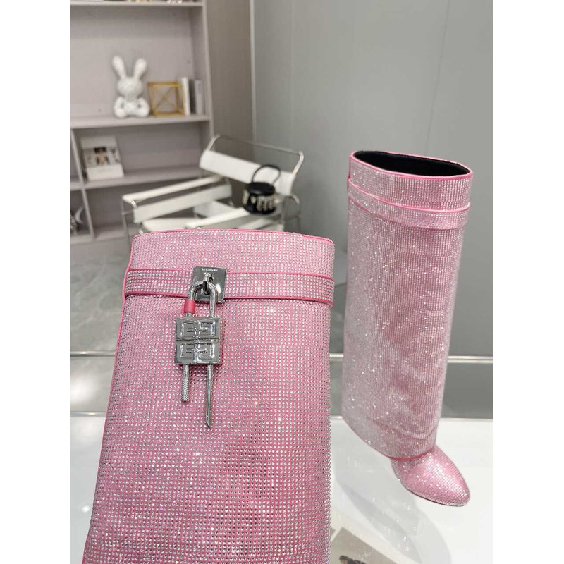 Givenchy Shark Lock Embellished Long Boots Pink