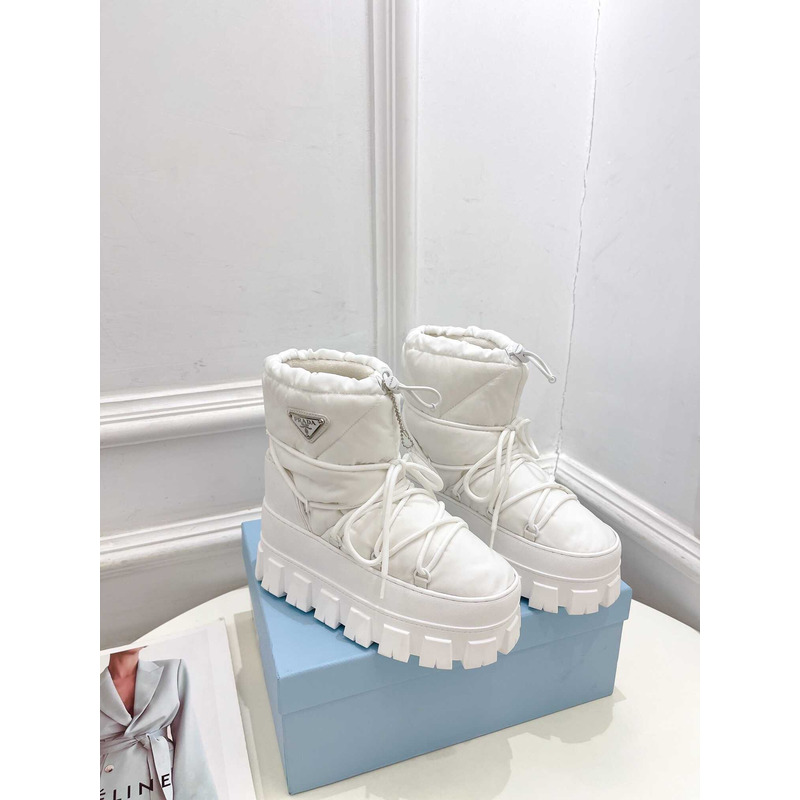 Pra*a logo padded ankle boots white