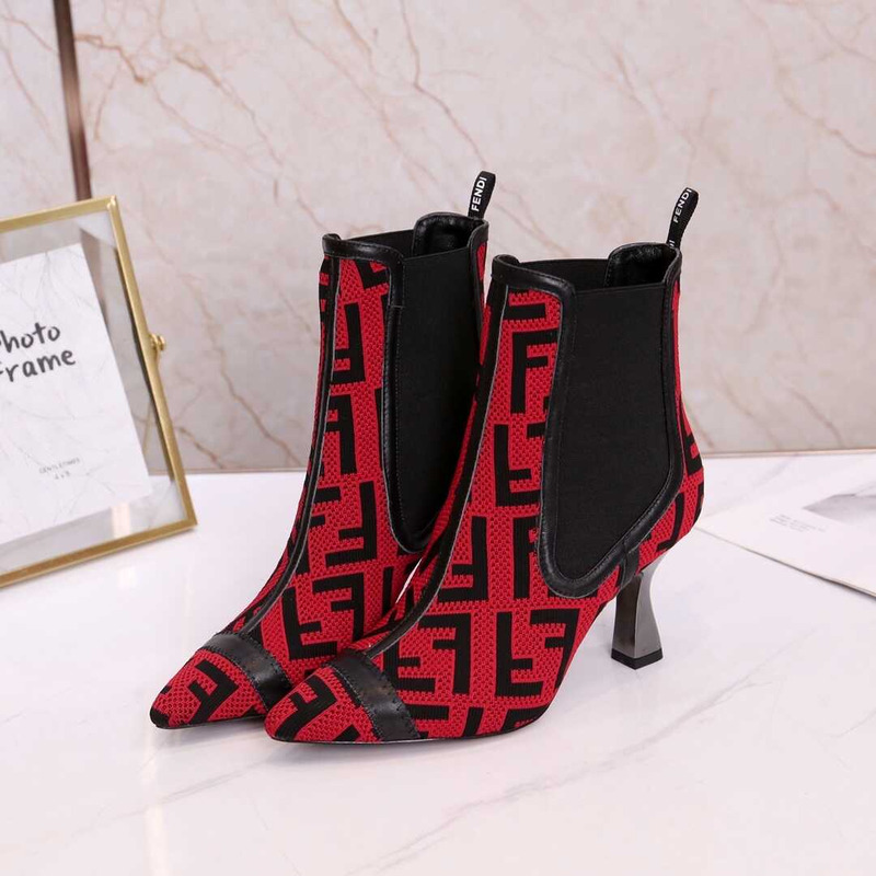 F**di ff ankle boots red