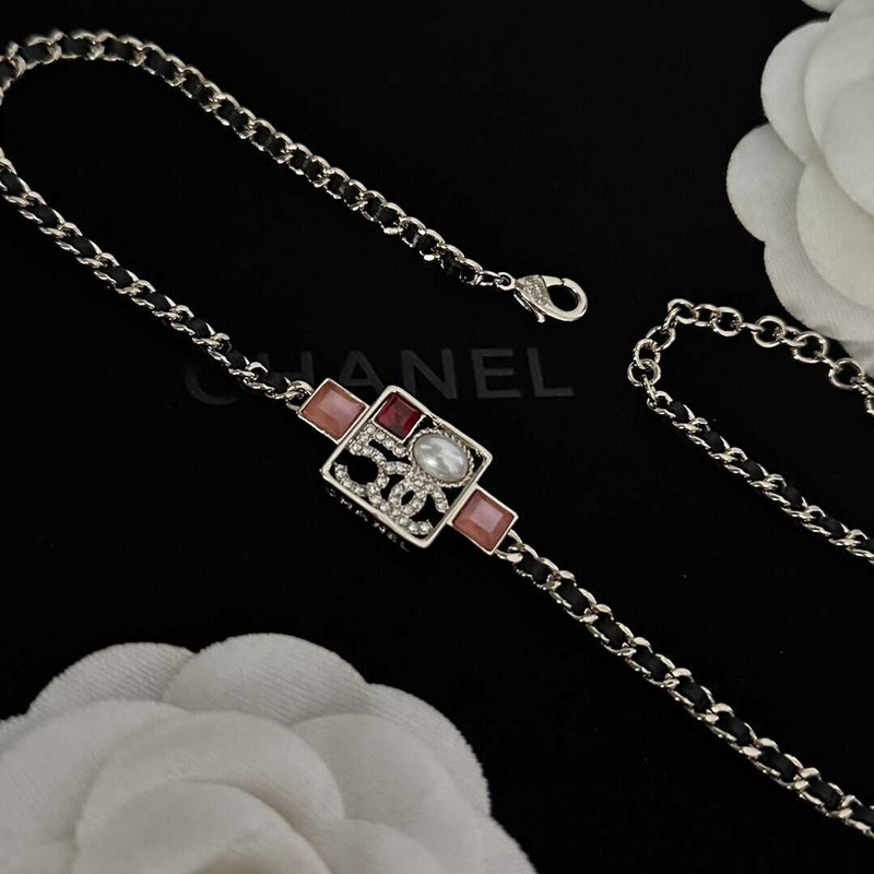 Ch*el number 5 crystal cc necklace