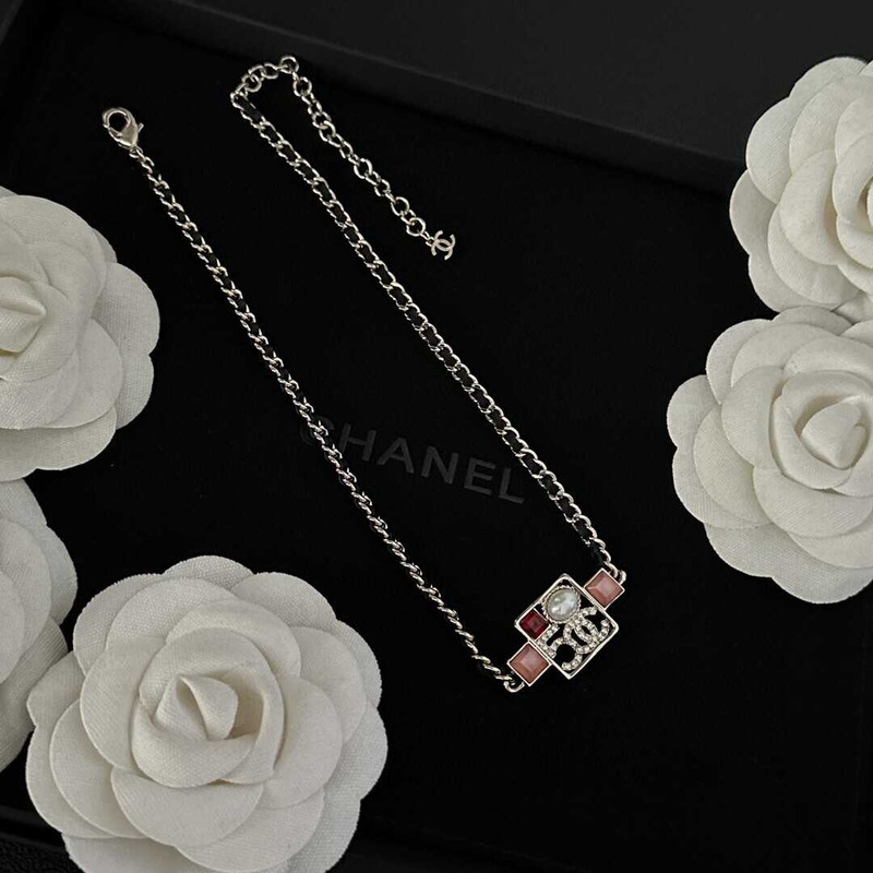 Ch*el number 5 crystal cc necklace