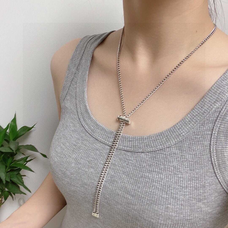 Ch*el cc long pendant necklace silver