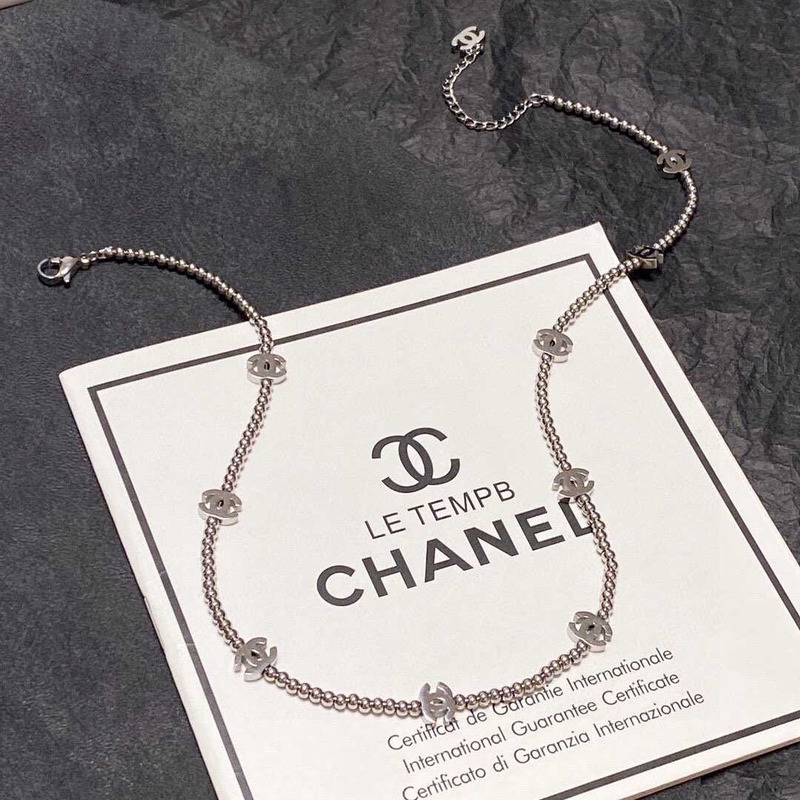 Ch*el cc necklace silver