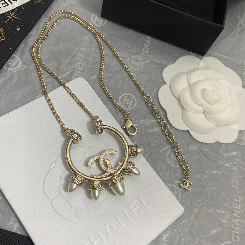 Ch*el half ring logo pendant gold