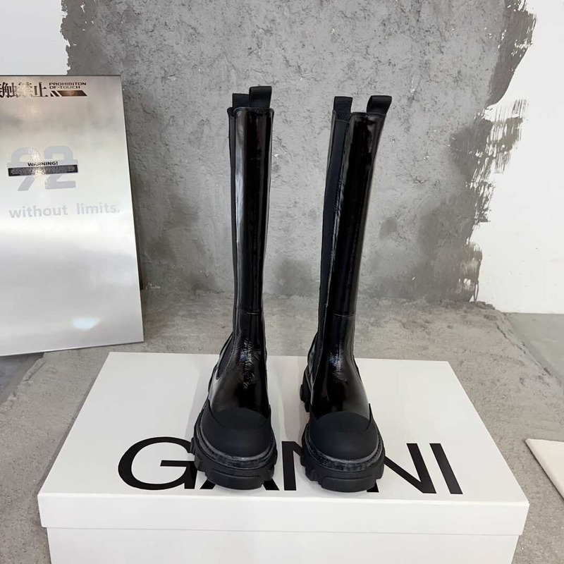 Ganni Cleated High Chelsea Boots Black