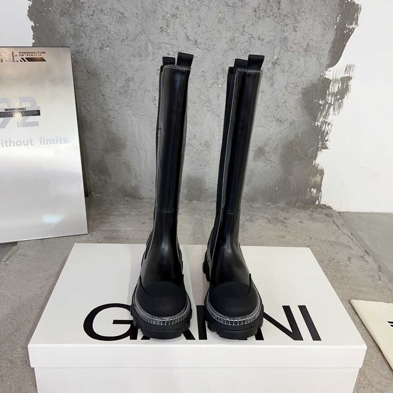 Ganni Cleated High Chelsea Boots Black