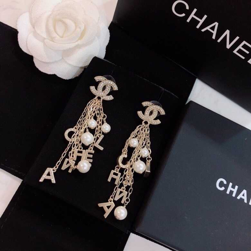 Ch*el  pre-owned cc beaded pendant earrings