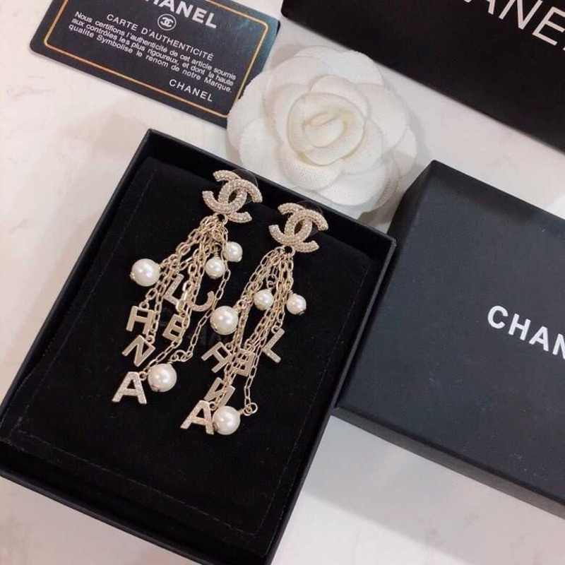 Ch*el  pre-owned cc beaded pendant earrings