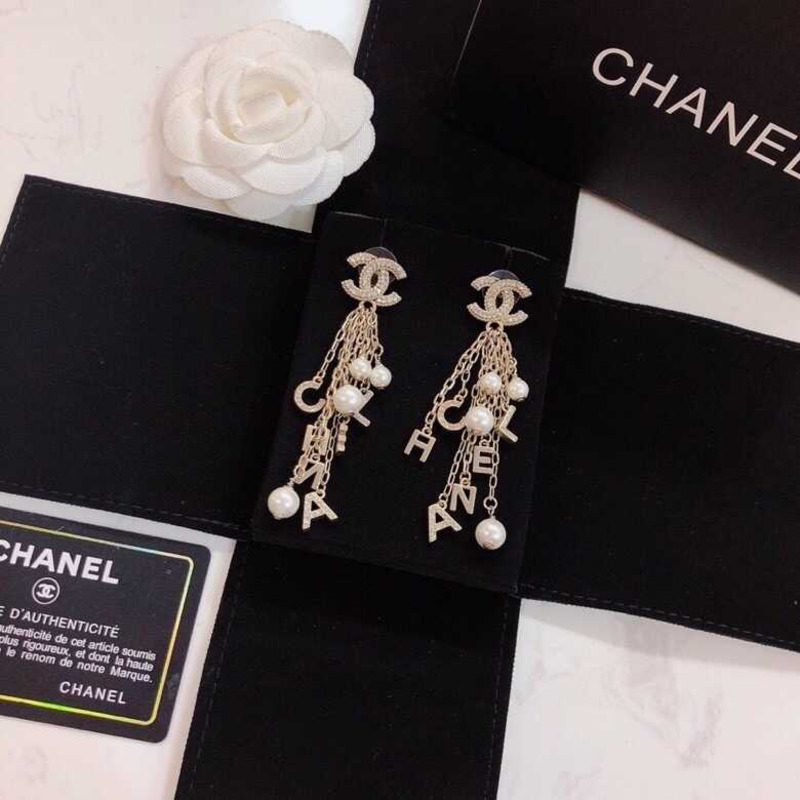 Ch*el  pre-owned cc beaded pendant earrings