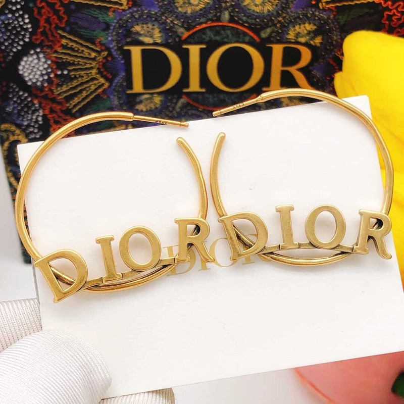 D*or circle logo earrings gold