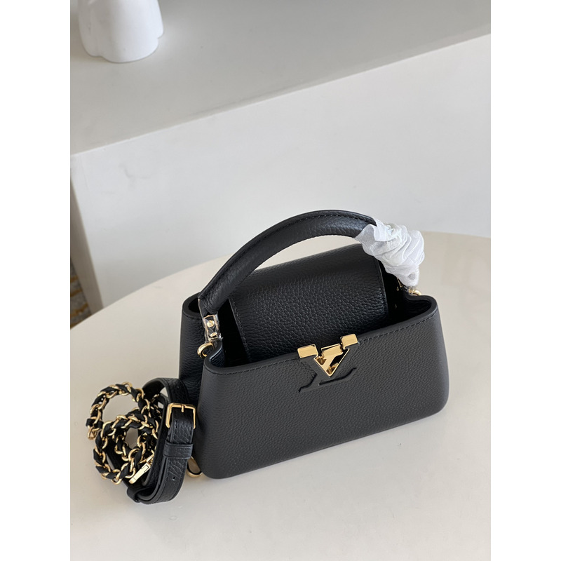 l**is V*t*n pre-owned capucines black handbag