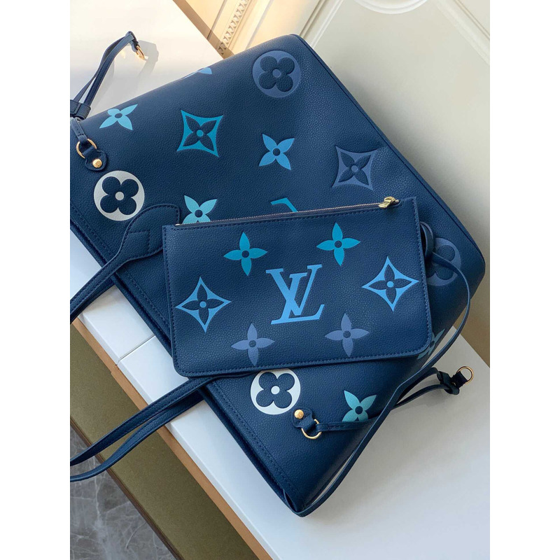 l**is V*t*n neverfull mm monogram empreinte leather blue