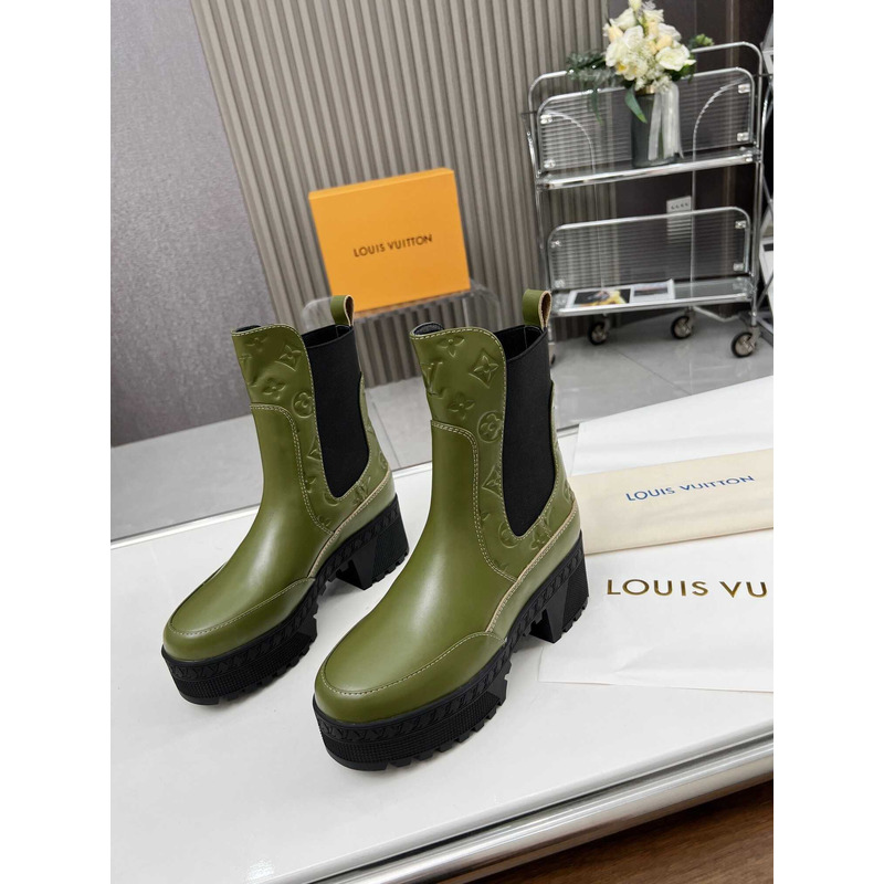 l**is V*t*n mid chelsea boots army green