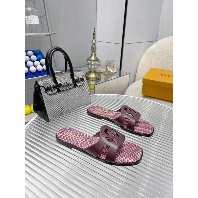 l**is V*t*n flat mule slippers vermilion