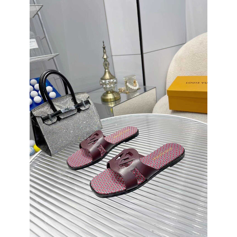 l**is V*t*n flat mule slippers vermilion