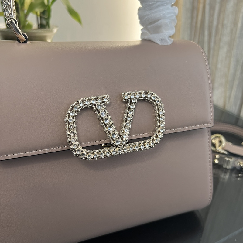 Valentino Vsling Small Bag In Crystal-Embellished Calfskin Pink