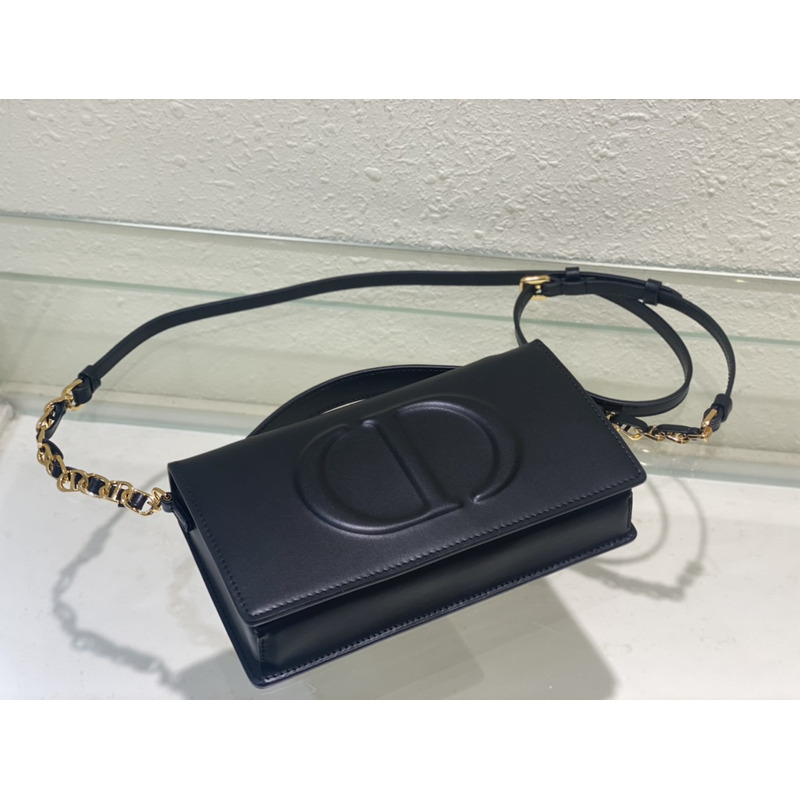 D*or cd signature mini chain bag cow leather black