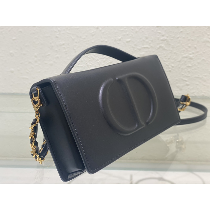 D*or cd signature mini chain bag cow leather black