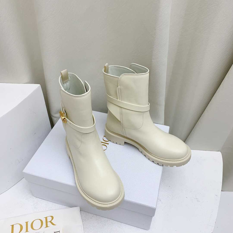 D*or empreinte calfskin and rubber ankle boot calfskin and rubber white