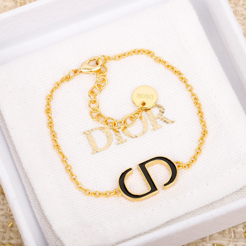 D*or petit cd bracelet gold-finish metal and black lacquer