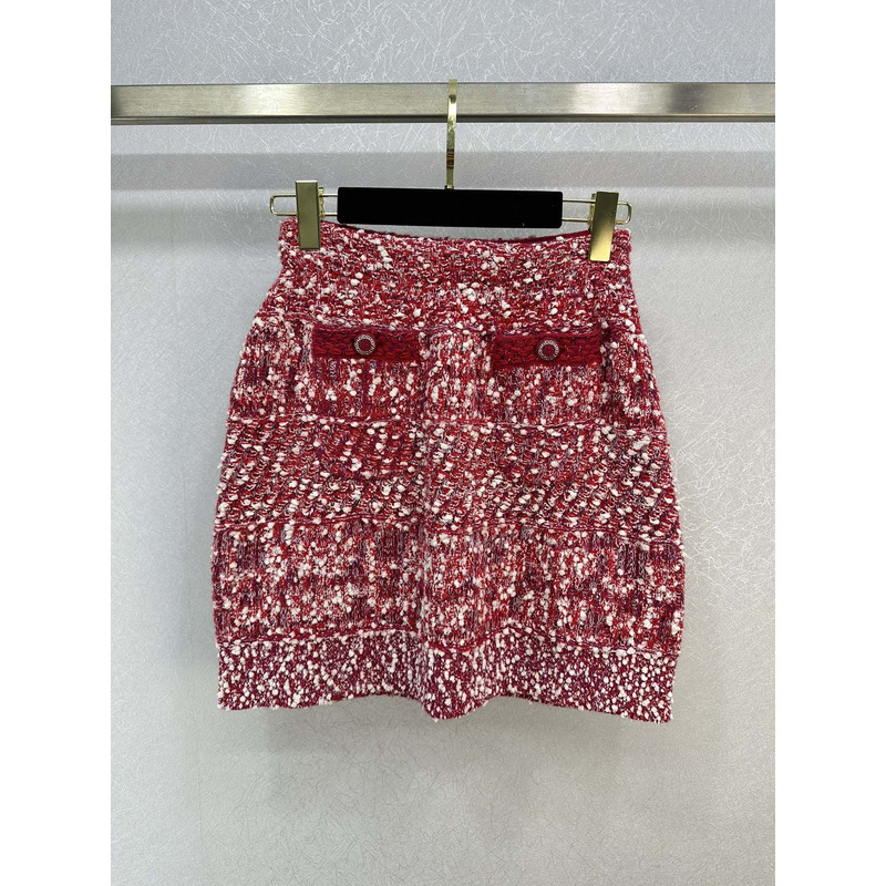 D*or poppy seed ribbed wool short red