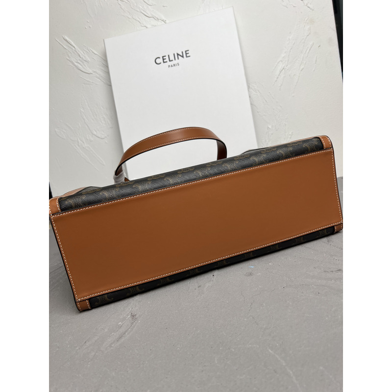 Ce**e cabas 16 in triomphe canvas and calfskin bag