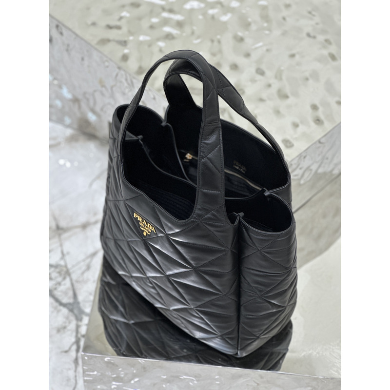 Pra*a nappa quilted medium tote black