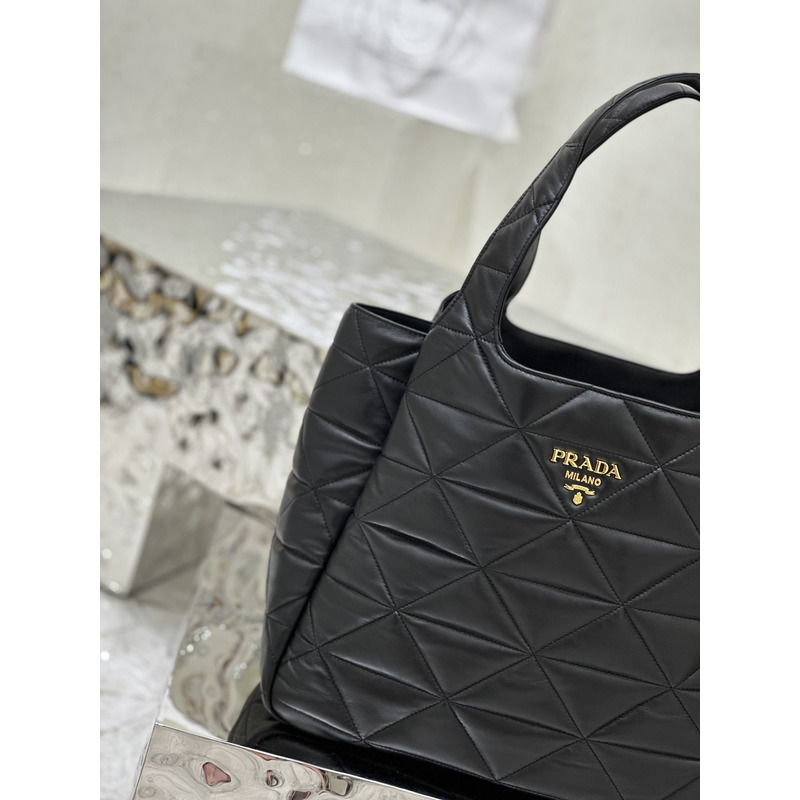 Pra*a nappa quilted medium tote black