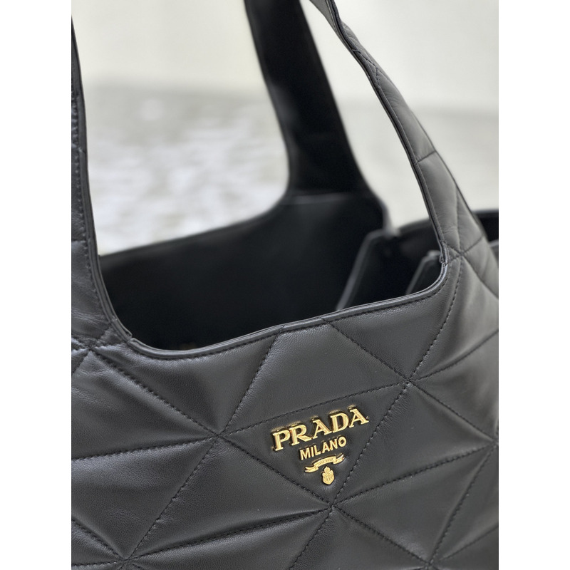 Pra*a nappa quilted medium tote black